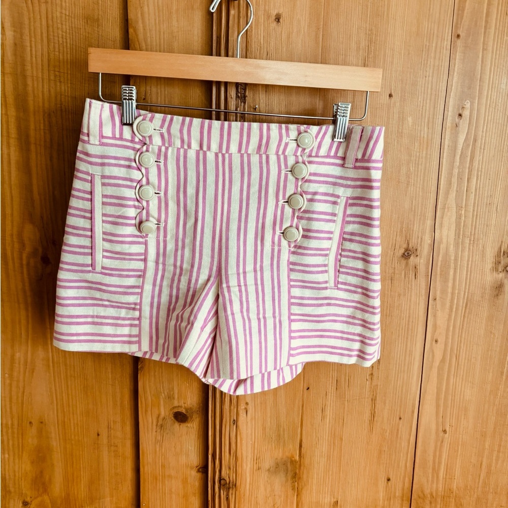 Anthropologie Pink and White Striped High Waist Shorts
